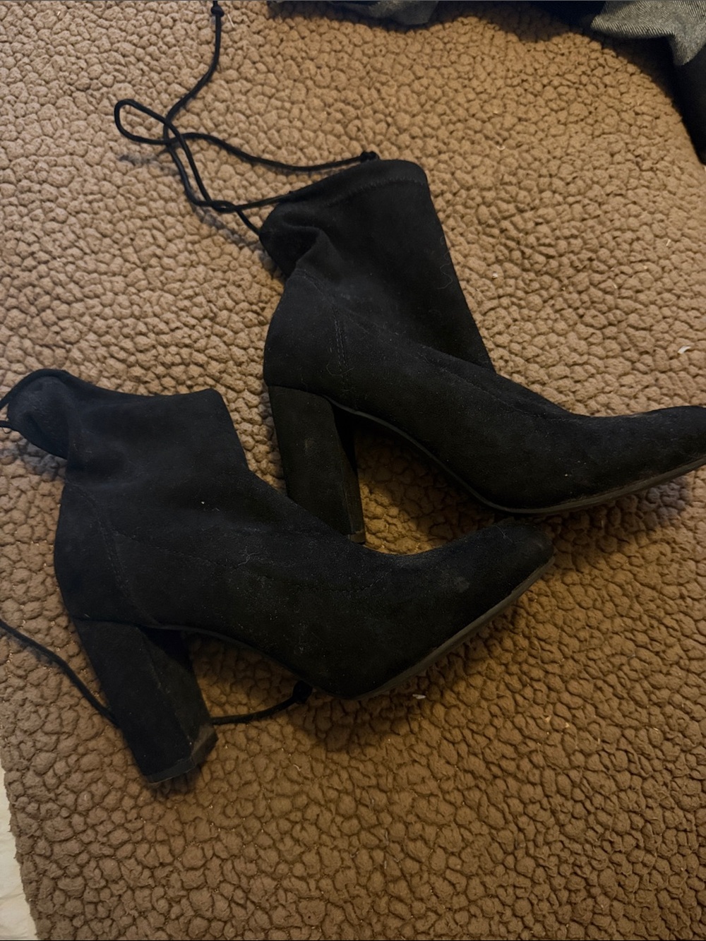 Black Suede Ankle Boots with Block Heel